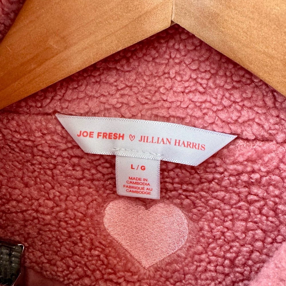Joe Fresh 🩷 Jillian Harris Cozy Pink Teddy Jacket Sz L - Picture 6 of 7